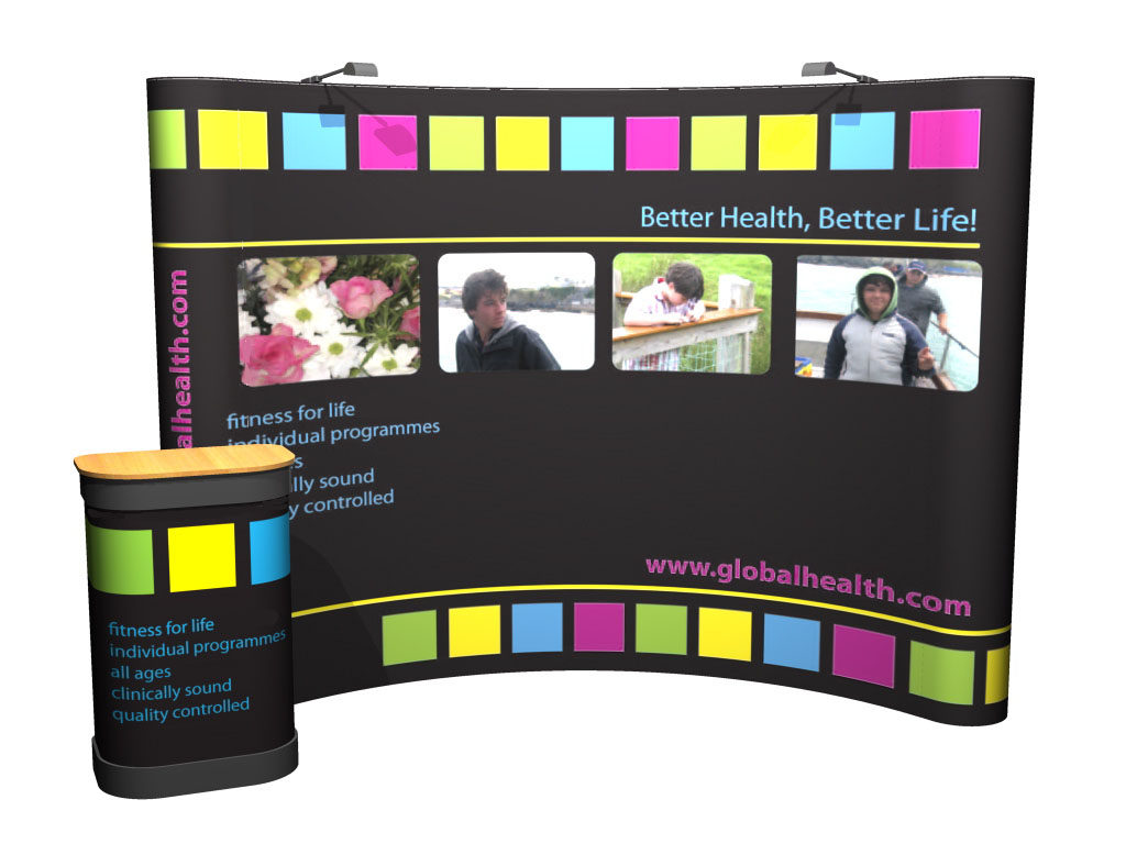 10ft Curvy Shape Pop up Event Backdrop Stand with PVC Panel